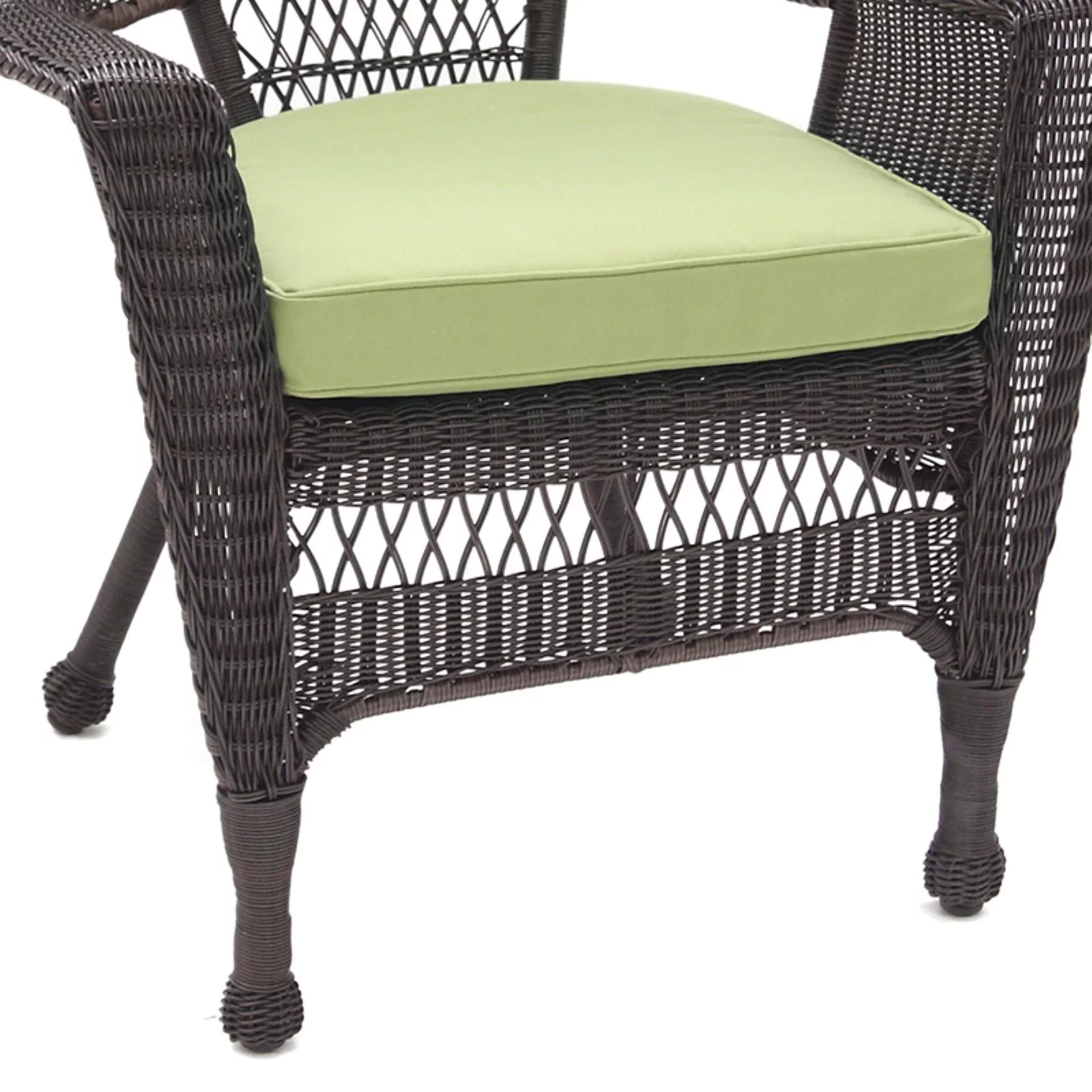 Jeco White Wicker Chair with Tan Cushion