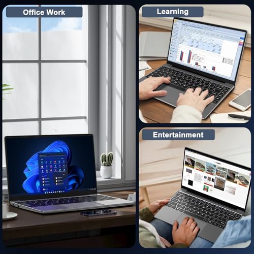 2025 Laptop Computer 14 Inch Win 11 256GB SSD Up to 1TB SSD Expand Laptops Celeron N4020 Up to 2.8Ghz 1920x1080 FHD Dual WiFi BT4.2 with Webcam Keyboard Protect Flim for Business Student-Gray