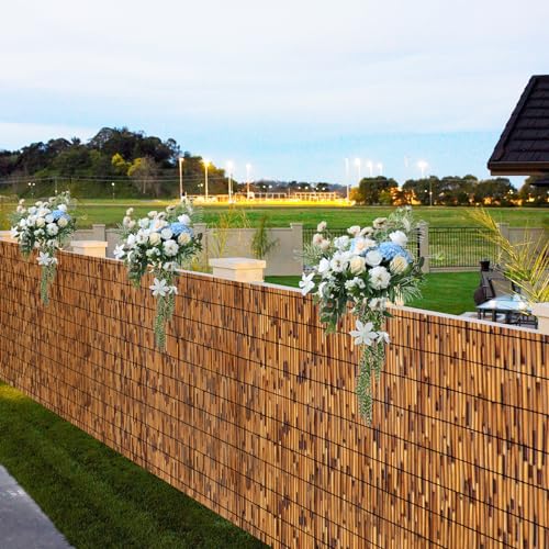 Natural Reed Fence,6FT X 16.4FT Bamboo Fencing Privacy Reed Screening for Outdoor, Gallery, Restaurant, Hotel, Patio (Brown)