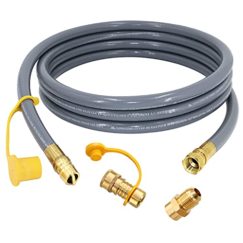 Upgraded 1/2 Inch ID Natural Gas Hose with 3/8 Inch Female Flare by 1/2 Inch Male Flare Adapter, Quick Connect Disconnect, Anti-Cracking for Natural Gas/Propane Equipment …