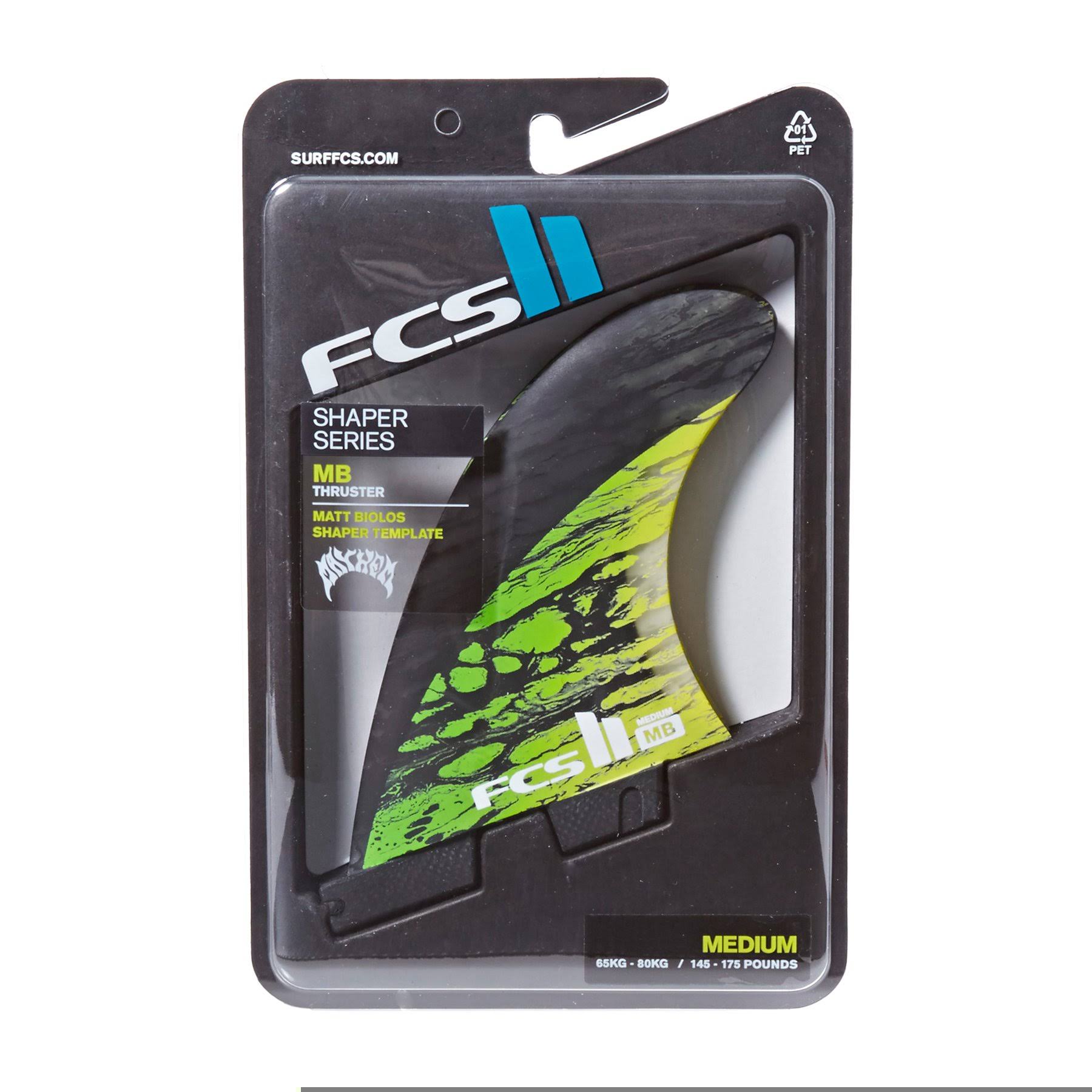 FCS II Matt Biolos PC Carbon Tri Fins Medium / Green