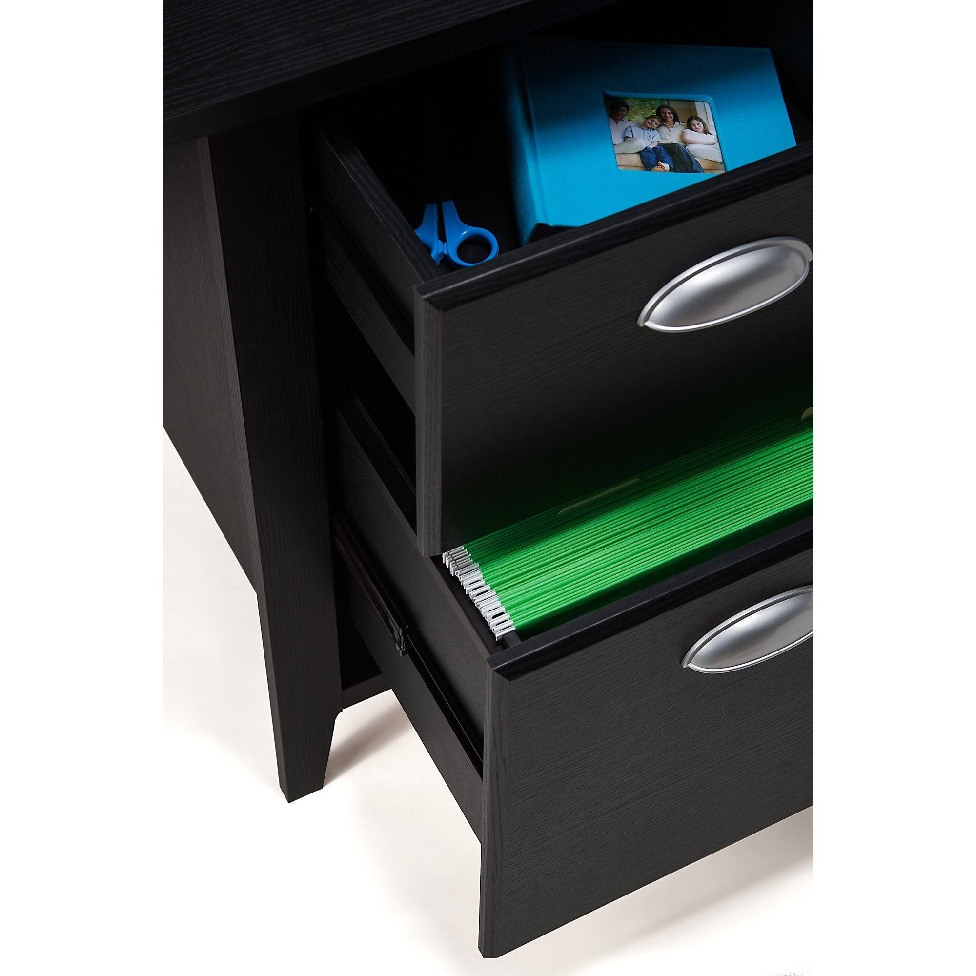 Kathy Ireland Office by Bush Furniture Connecticut 60W L Desk, Bookcase and Lateral File