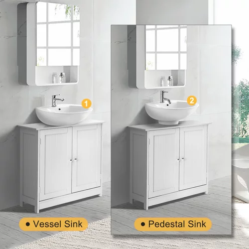 Pedestal Under Sink Storage Bathroom Vanity Cabinet Freestanding Space Saver Organizer with Shelves, White