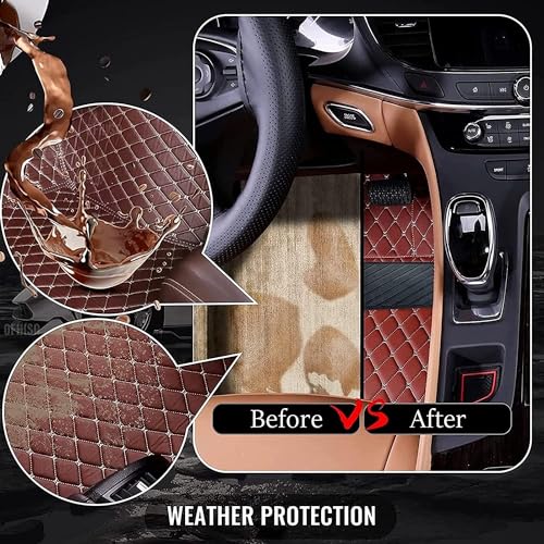 Custom car Floor mats for 96% of Cars, SUVs and Sports Cars, Full-Coverage Protective Floor mats for Men and Women, Non-Slip Leather Floor mats, All-Weather Luxury car mats-Gray-Black