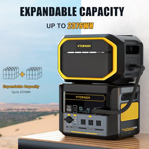 VTOMAN FlashSpeed 1000 Portable Power Station UPS LiFePO4 Battery Generator, 70Min Fully Charged, 1000W(Peak 2000W), 14 Output Ports for Vehicle Emergency, Road Trip, Camping Generator