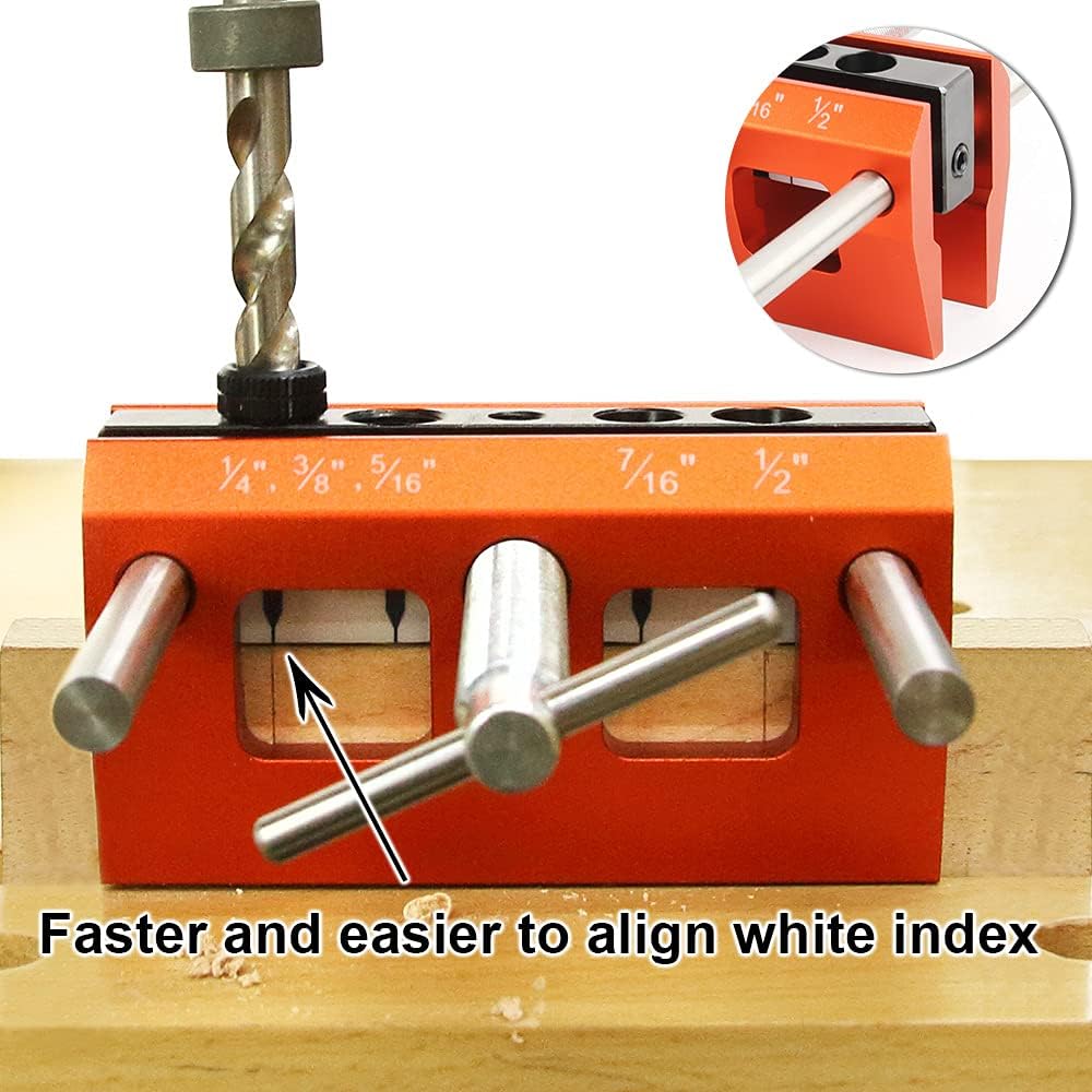 O'SKOOL Self Centering Dowel Jig Kit Drilling Guide Bushings Set Wood Wide Capacity Doweling Jig Puncher Locator Joints Tool