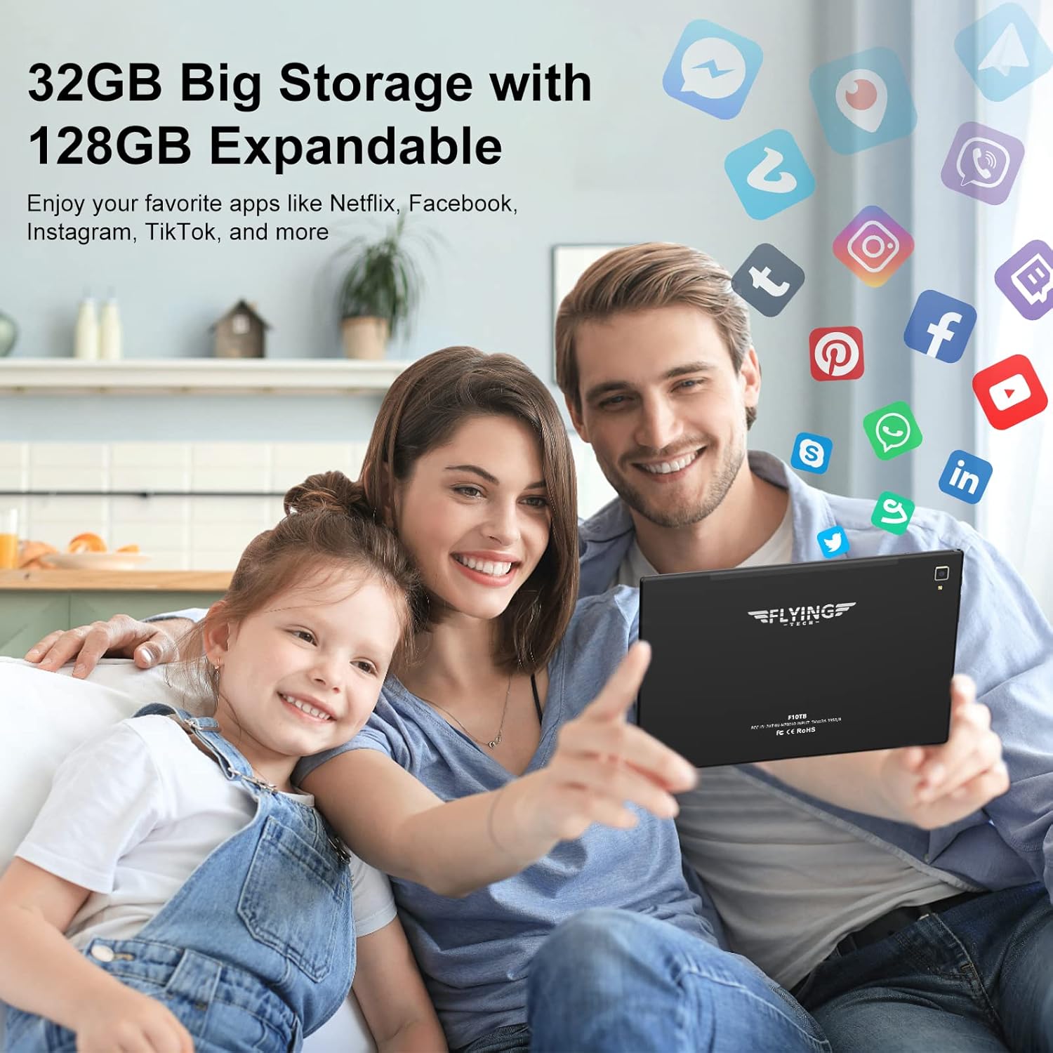Tablet 10.1 Inch, Android Tablets, 32GB ROM 128GB Expand Storage, Octa-Core Processor, IPS HD Display, 5MP+13MP HD Dual Camera, 6000mAh Battery, WiFi, Bluetooth, GMS Google Certified Tablet(Black)