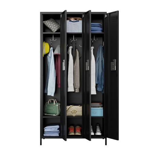 METAN Metal Storage Locker for School Office Gym Bedroom, 12 Doors Locker Cabinet for Employees, Industrial Steel Storage Locker with 12 Hooks, Assembly Required (12 Door-Light Gray)