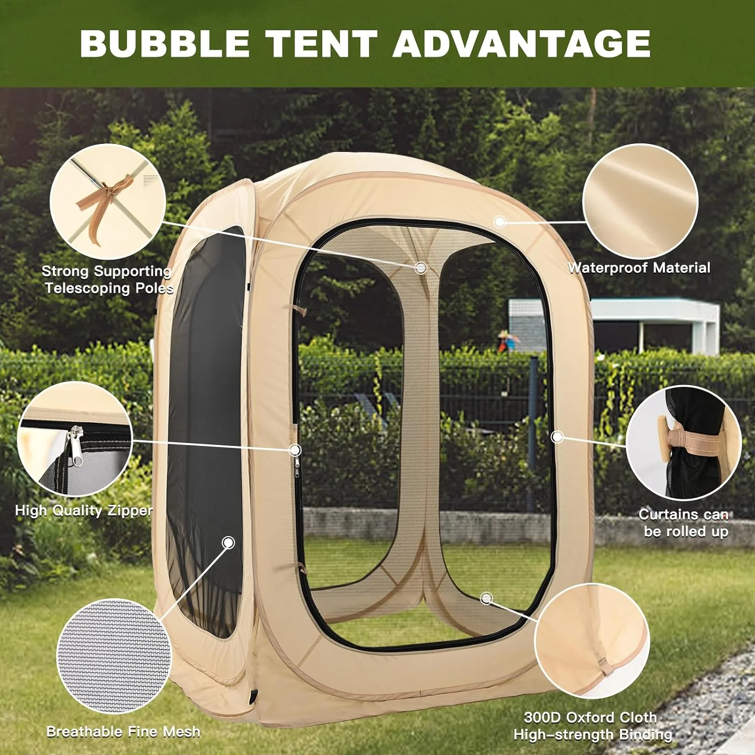 Sports Tent with Sealed Floor - Instant Tent Shelter - Outdoor Bubble Tent 1-6 Person - Rain Tent Camping Sun Shelter Pop Up