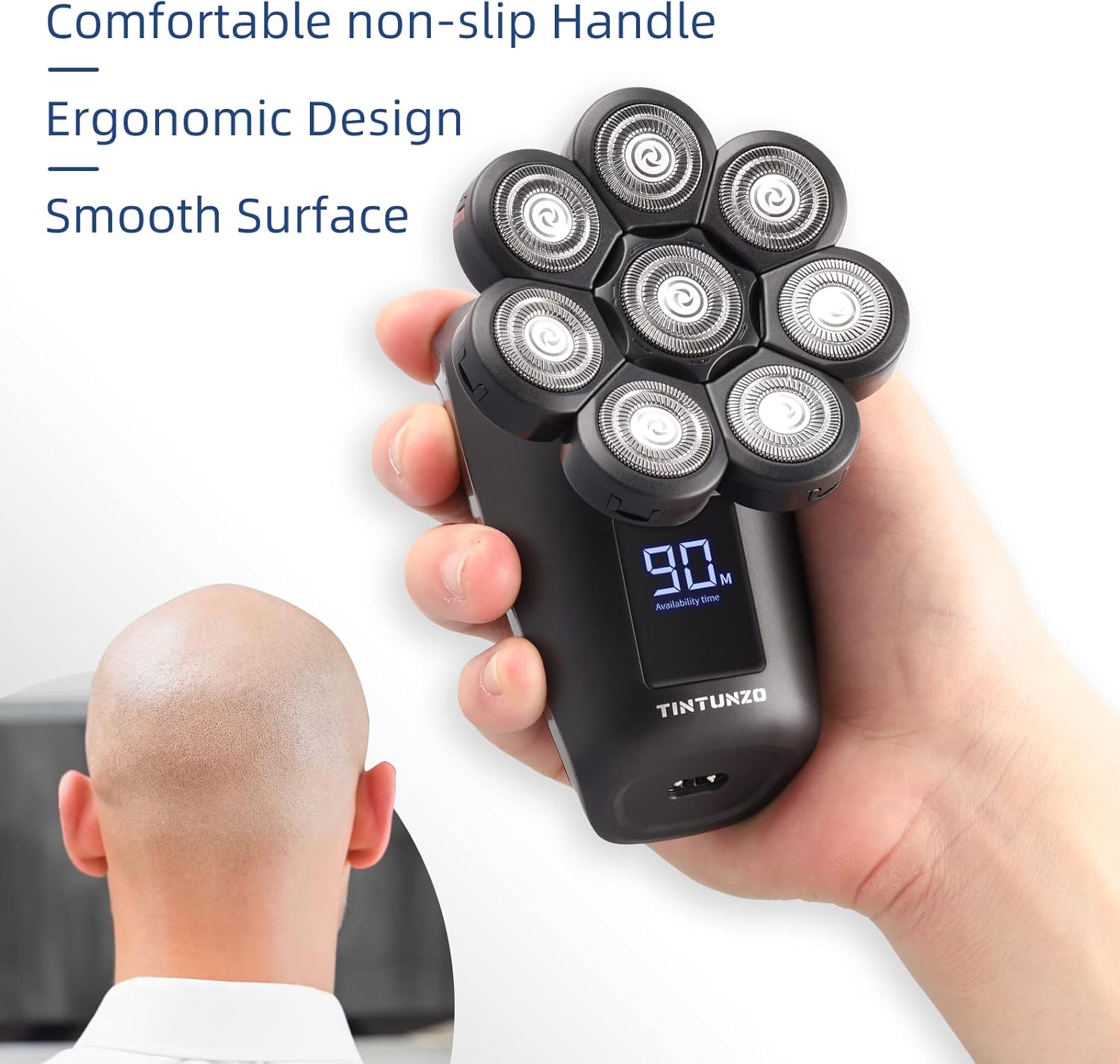 Head Shaver 8D - Electric Head Shavers for Bald Men with Wet and Dry Head - Cordless, Rechargeable, Ergonomic Design - Multifunctional Electric Razor Pack of 2