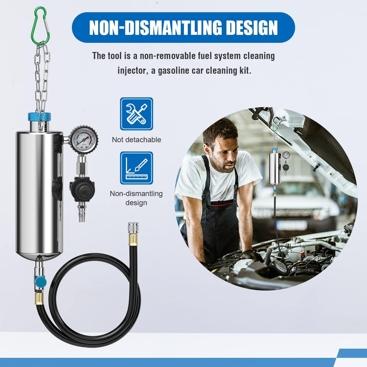 Autory Fuel Injector Cleaner Machine for Gasoline Car, Non-Dismantle Fuel System Cleaner Set with 3 Years Warranty, Fuel Injector Nozzle Flushing for EFI Throttle