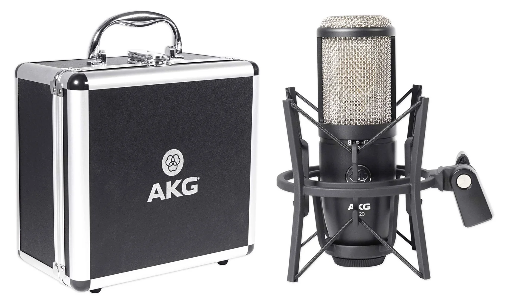 AKG P420 Studio Condenser Recording Microphone+Samson Vocal Booth+Stand