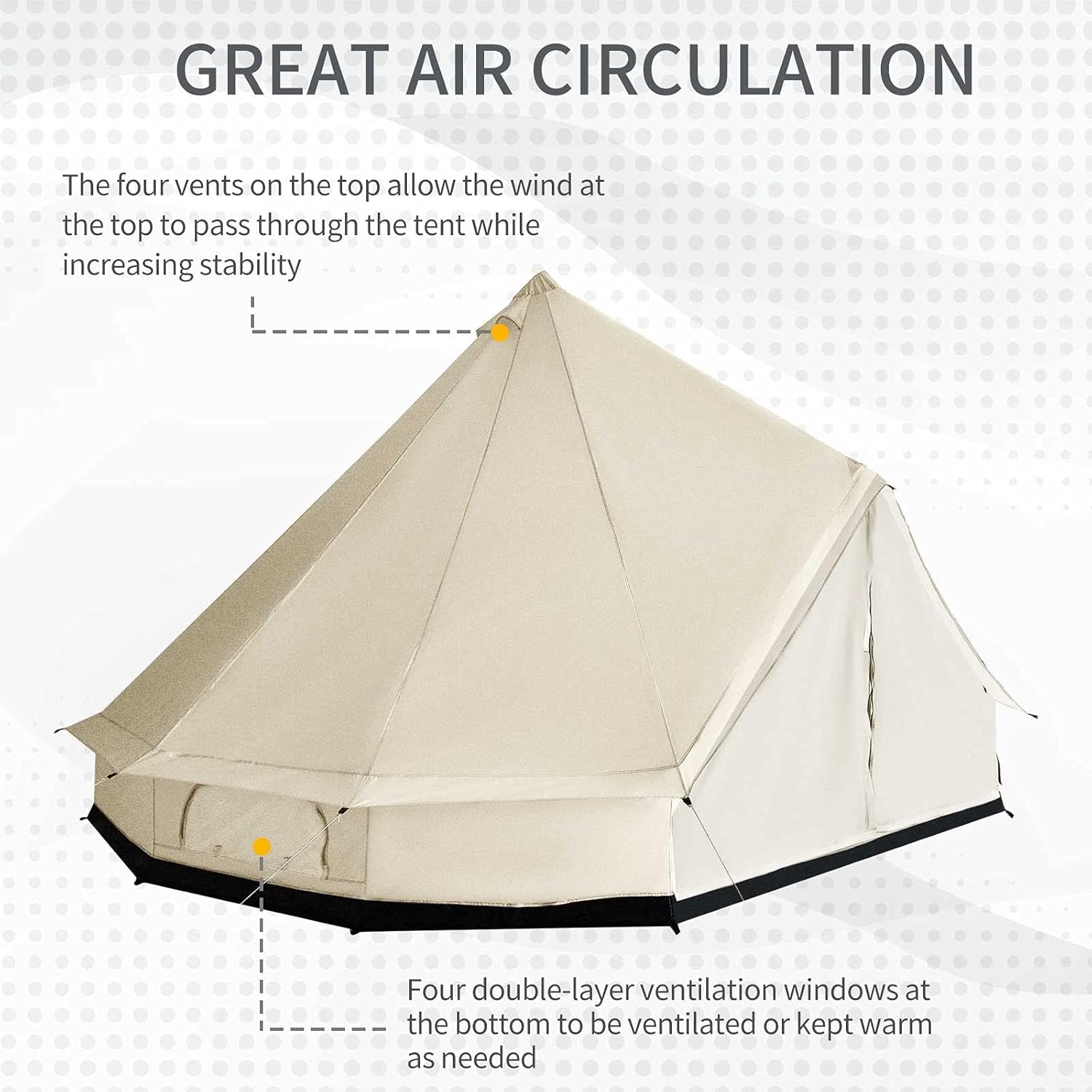 Outsunny 10-Person Waterproof Camping Tent Yurt with Unique Style, Spacious Interior, & Breathable Waterproof Design, 16.4' x 16.4' x 9.8'