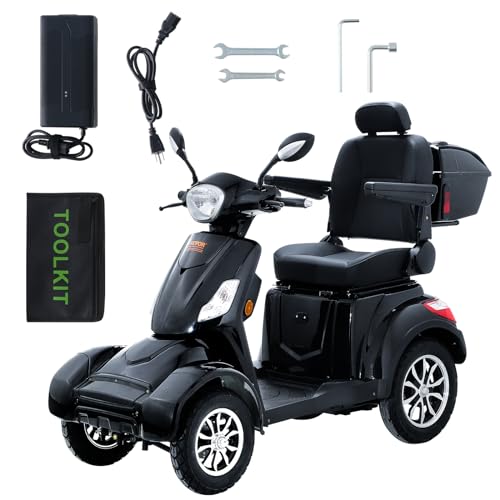 VEVOR Heavy Duty 4-Wheel Mobility Scooters for Seniors & Adults, 500lbs Capacity - 31 Miles 3-Speed Long Range, 800W All Terrain Electric Recreational Scooter Wheelchair with 25° Max Climbing Capacity