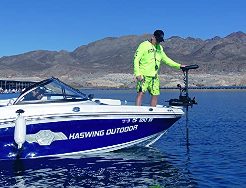HASWING Electric Trolling Motor – Cayman 12V 55LB 48 Inch Shaft Bow Mount Boat Fishing Saltwater Freshwater with Remote Control 50700-120B