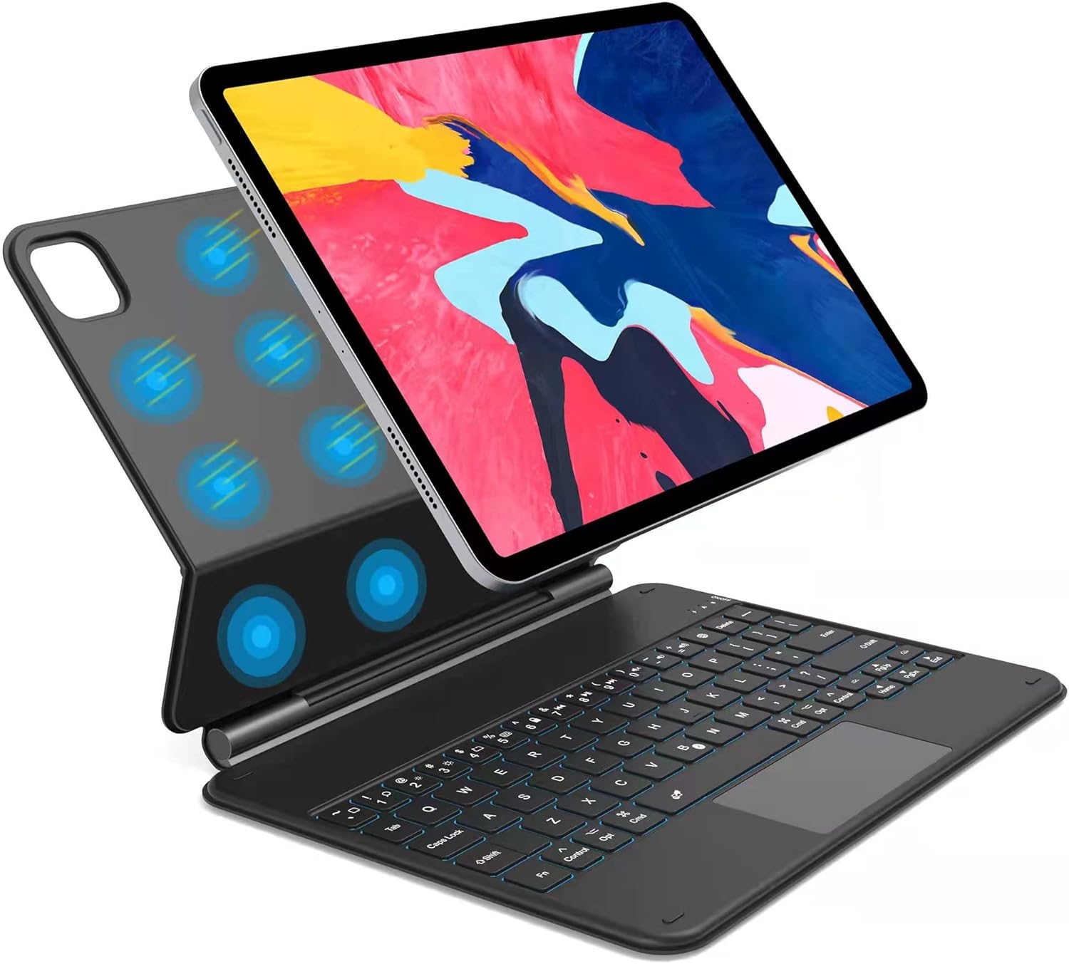 WIWU Magnetic Keyboard Case for iPad Pro 12.9‑inch, iPad Keyboard Case with iPadOS Shortcuts, Floating Cantilever Stand, Wireless Bluetooth, Attaches Magnetically, Multi-Touch Trackpad,7-Color Backlit