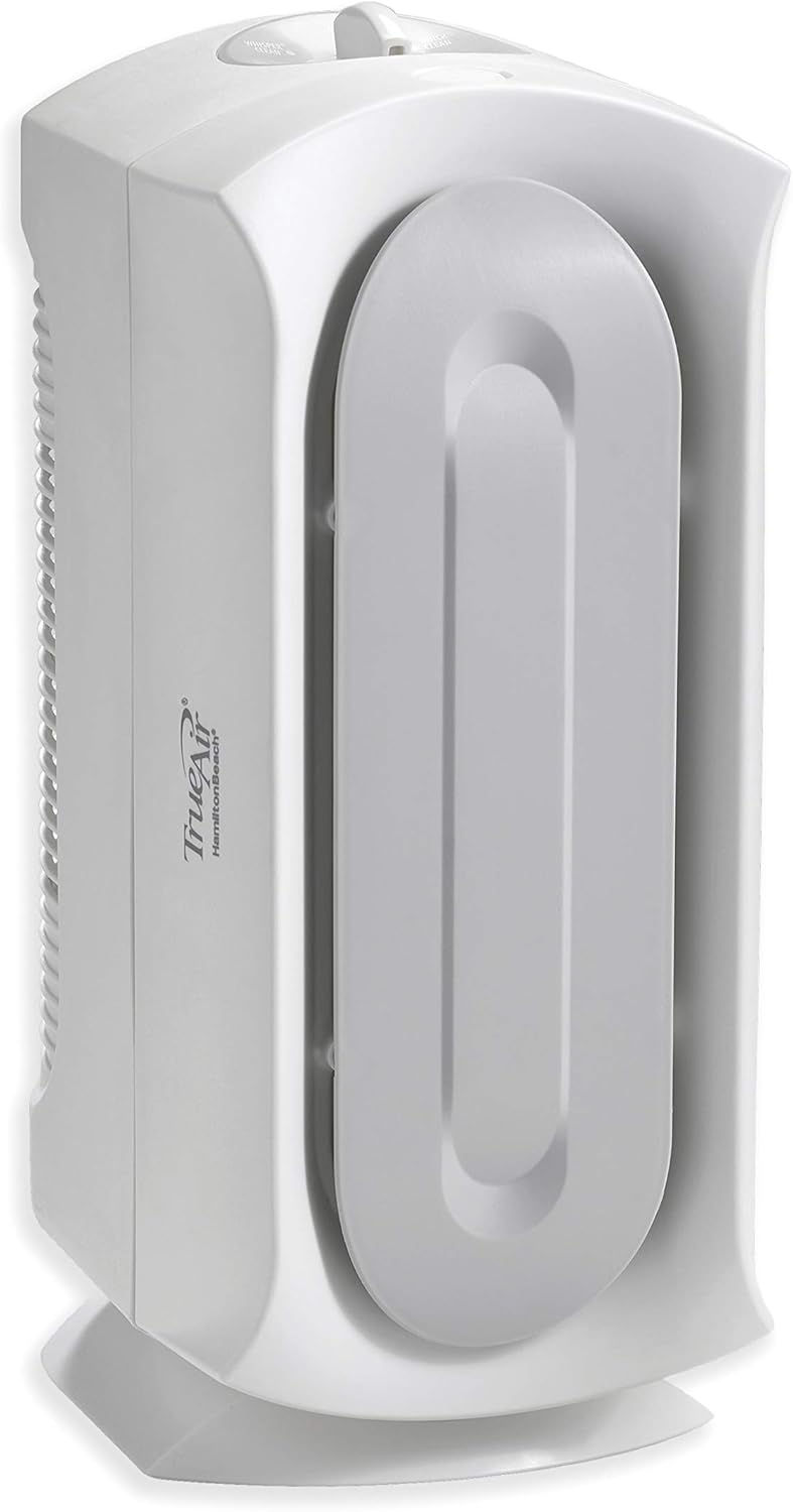 Hamilton Beach TrueAir Air Purifiers with Reusable 99% HEPA Grade Filter, 160 sq ft, Black and White