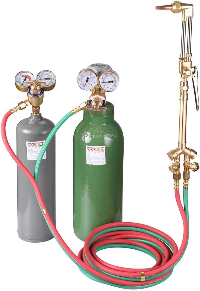 Yescom DOT Portable Weld Torch Tank Kit Twin Tote Oxygen Acetylene Oxy Cutting Brazing Welding Goggles