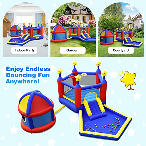 BOUNTECH Inflatable Bounce House, Bouncy House for Kids 5-12 Indoor Outdoor Family Fun w/Playhouse, Basketball Hoops, Ball Pit Pool, Portable Backyard Bouncer for Toddler Birthday Party Gifts