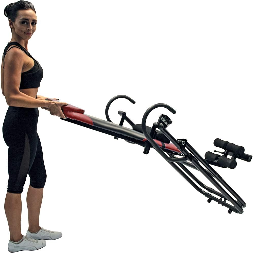 Body Vision IT9825 Premium Inversion Table with Removable Head Pillow & Lumbar Support Pad, - Heavy Duty - up to 250 lbs., Red