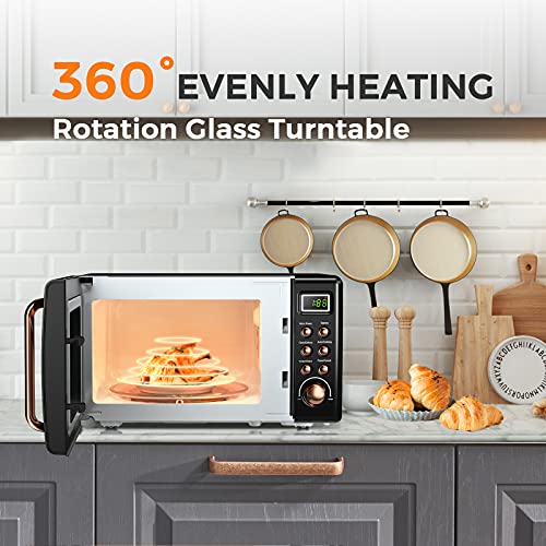 Nightcore Countert Retro Microwave Oven, Large 0.7Cu.ft, 700-Watt, Cold Rolled Steel Countertop with Time Setting, Glass Turntable Plate, Pre-Programmed Cooki, 18"(L)×14"(W)×10"(H), Green