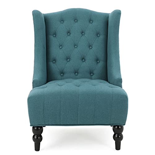 Christopher Knight Home Toddman High-Back Fabric Club Chair, Dark Blue 33.75D x 27.25W x 38.5H in