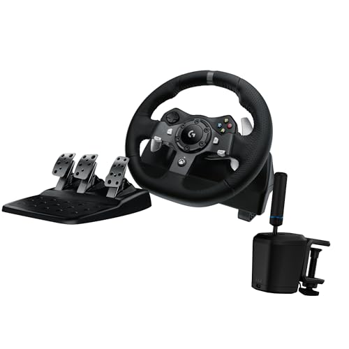 Logitech G920 Driving Force Racing Wheel and Floor Pedals, Real Force Feedback, Stainless Steel Paddle Shifters, Leather Steering Wheel Cover for Xbox Series X|S, Xbox One, PC, Mac - Black