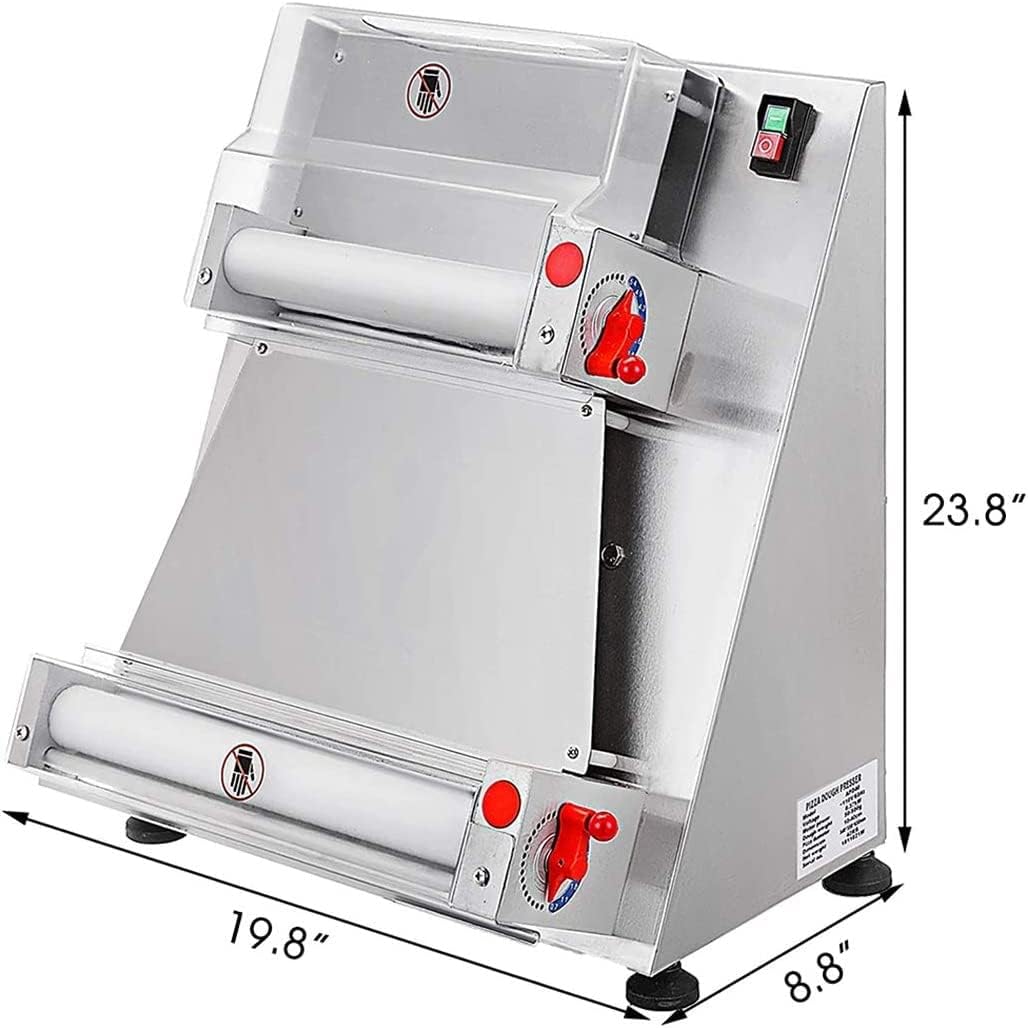 Pizza Press, 370W Automatic Pizza Dough Roller Machine, Commercial Dough Sheeter Maker, 3-15 inch Pizza, 1-5.5mm Thickness
