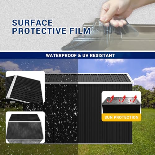 UDPATIO Outdoor Storage Shed 6 x 6 FT, Resin Garden Sheds with Floor Plastic Patio Outdoor Storage Shed with Lockable Door for Tool, Bike, Garbage Gray White