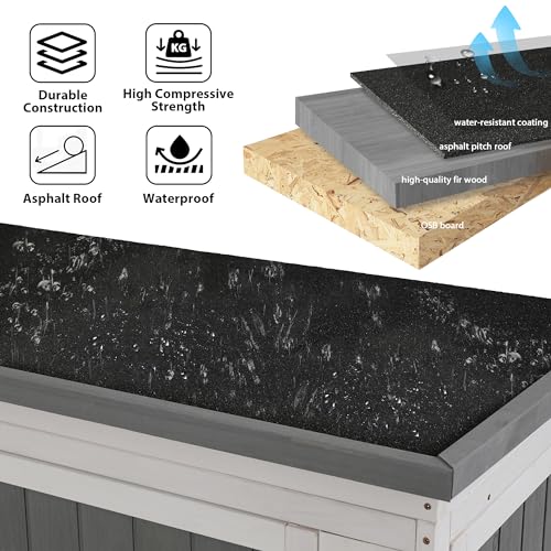 RUNNA 65 inch Garden Potting Bench Table, Fir Wood Workstation with Storage Shelf, Drawer and Cabinet,Large Gardening Workstation for Outdoor Space,for Backyard, Mudroom (Brown#019)