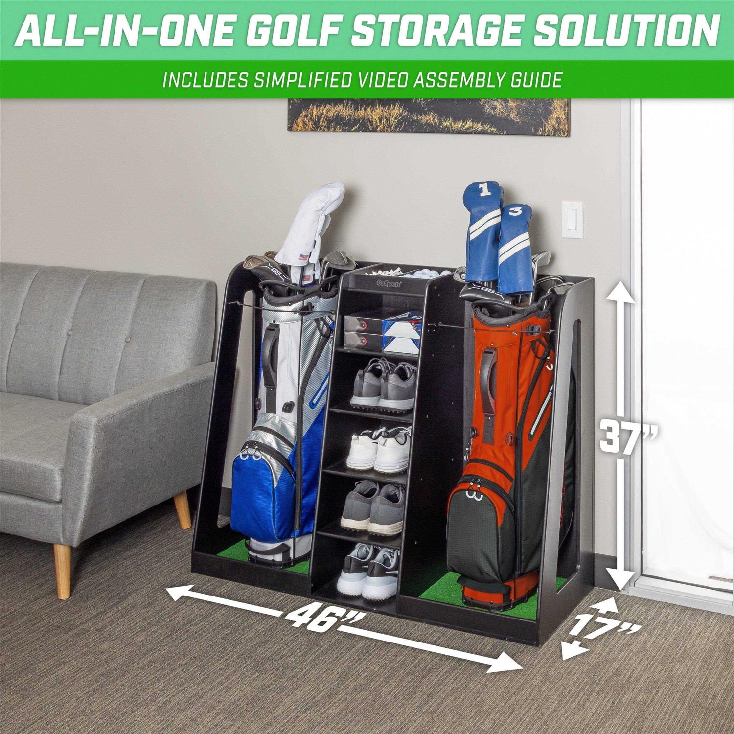 GoSports Premium Wooden Golf Bag Organizer and Storage Rack - Sports Supplies Online Store