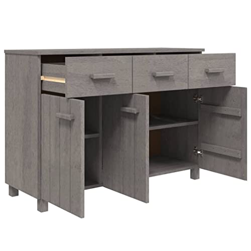 Buffets & Sideboards Sideboard Light Gray 44.5"x15.7"x31.5" Solid Wood Pine,Rustic Pinewood Sideboard with Sliding Drawers and Ample Storage Cabinets & Storage