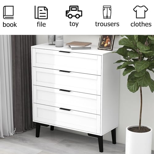 TaoHFE 6 Drawer Dresser for Bedroom Modern White Chest of Drawers for Nursery Wood Dresser for Kids Horizontal Dressers & Chests of Drawers for Bedroom Living Room (White/ 6 Drawer)