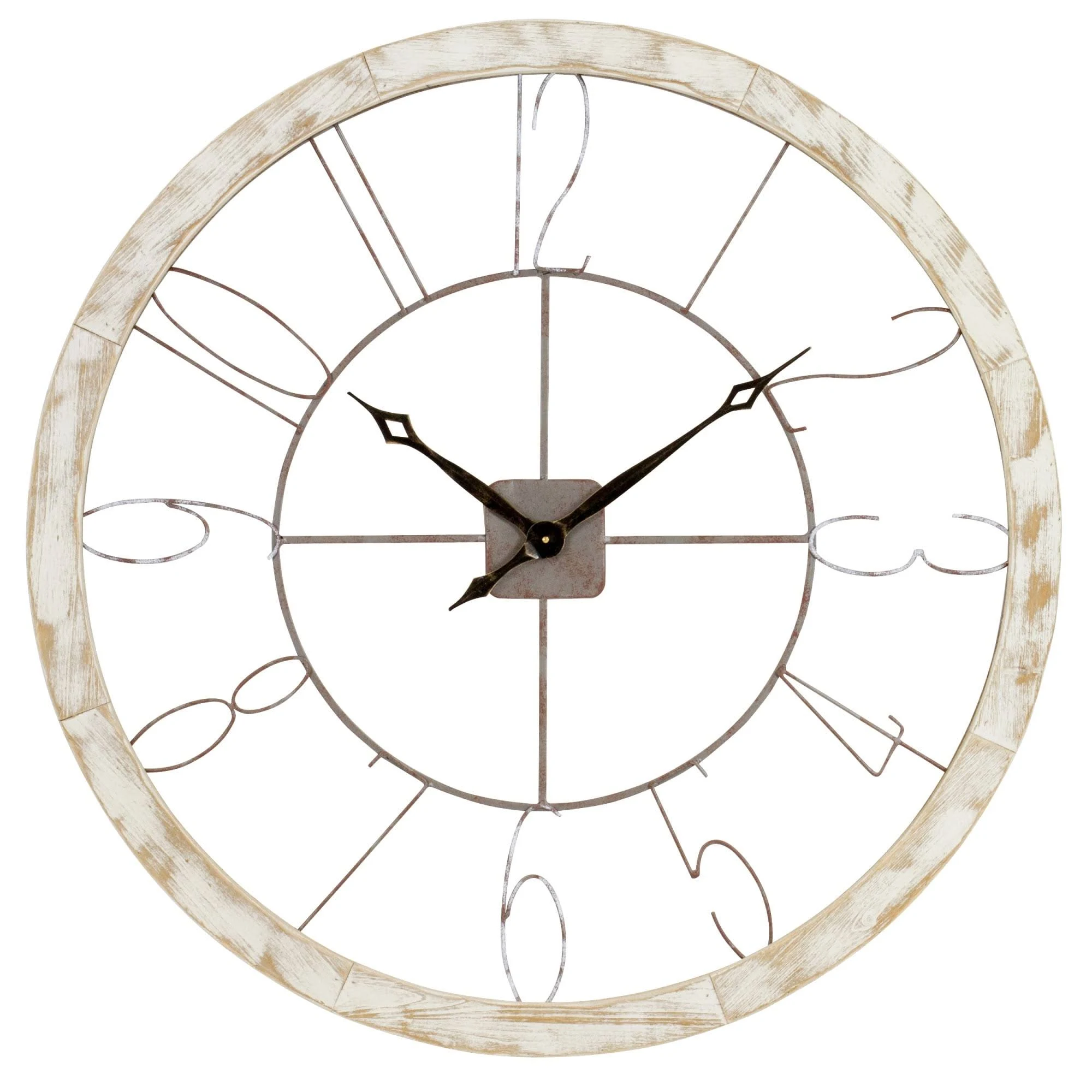 Aspire Home Accents Penelope Large Iron u0026 Wood 39 in. Wall Clock, White