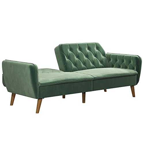 Novogratz Tallulah Memory Foam Futon, Convertible Couch, Camel Faux Leather