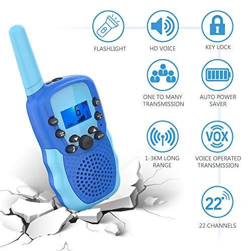 Wishouse Childrens Walkie Talkie Sets for Boys Girls 4 Pack,Family 2 Way Radio Walky Talky for Kids with Flashlight,Camping Game