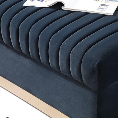 Contemporary Vertical Channel Tufted Velvet Sofa, 3 Seater Couch Sofa, Sectional Sofa with 2 Pillows, Accent Love Seats for Small Spaces, for Living Room,Office,Apartment,Studio,Beige