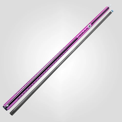 RHINO Nebula 2 Pool Cue - 100% Carbon Fiber Shaft & Composite Butt. Time Crystal Tip, Pro Taper Design, 12.4 mm,12.8 mm. 3/8-8 Joint, 3D Friction Grip. Low Deflection Pool Cue