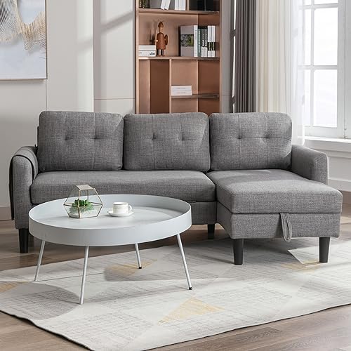 Modular Sectional Sofa with Storage Chaise, Pull Out Sleeper Sofa Bed with Chaise, Comfy L Shaped Convertible Sleeper Couch with Pocket Sectional 3 Seat Couch for Living Room Home Office