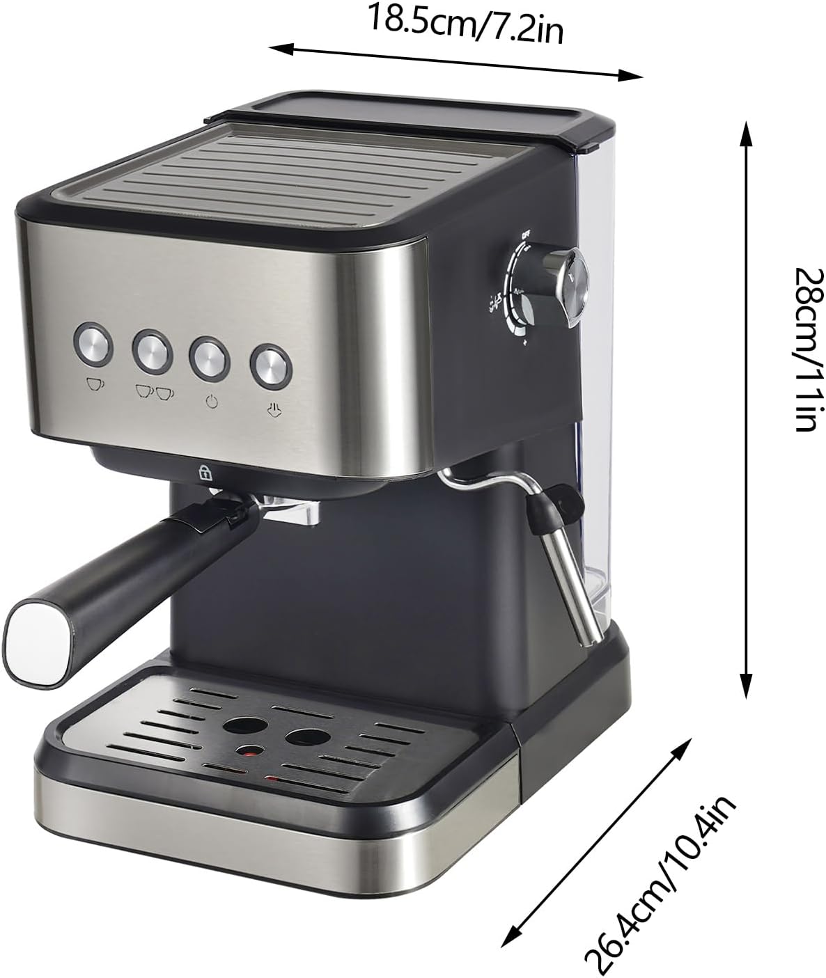 Coffee Espresso Machine, 20 Bar Semi-Automatic Espresso Machine with Milk Frother Steam Wand, Coffee Maker for Cappuccino, Latte, Espresso Machines for Home, 50oz Removable Water Tank