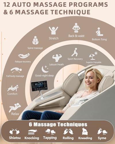 3D Full Body Massage Chair, Zero Gravity with Heat, 12 Auto-Modes, Shiatsu Foot & 55“ SL-Track, 28 Airbags, Footcare Massage, Grey