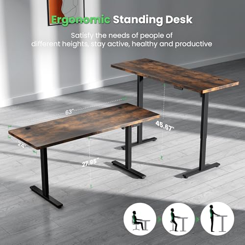 SIAGO Electric Standing Desk Adjustable - 48 x 24 Inch Sit Stand up Desk with Cable Management - 3 Memory Preset Adjustable Height Table
