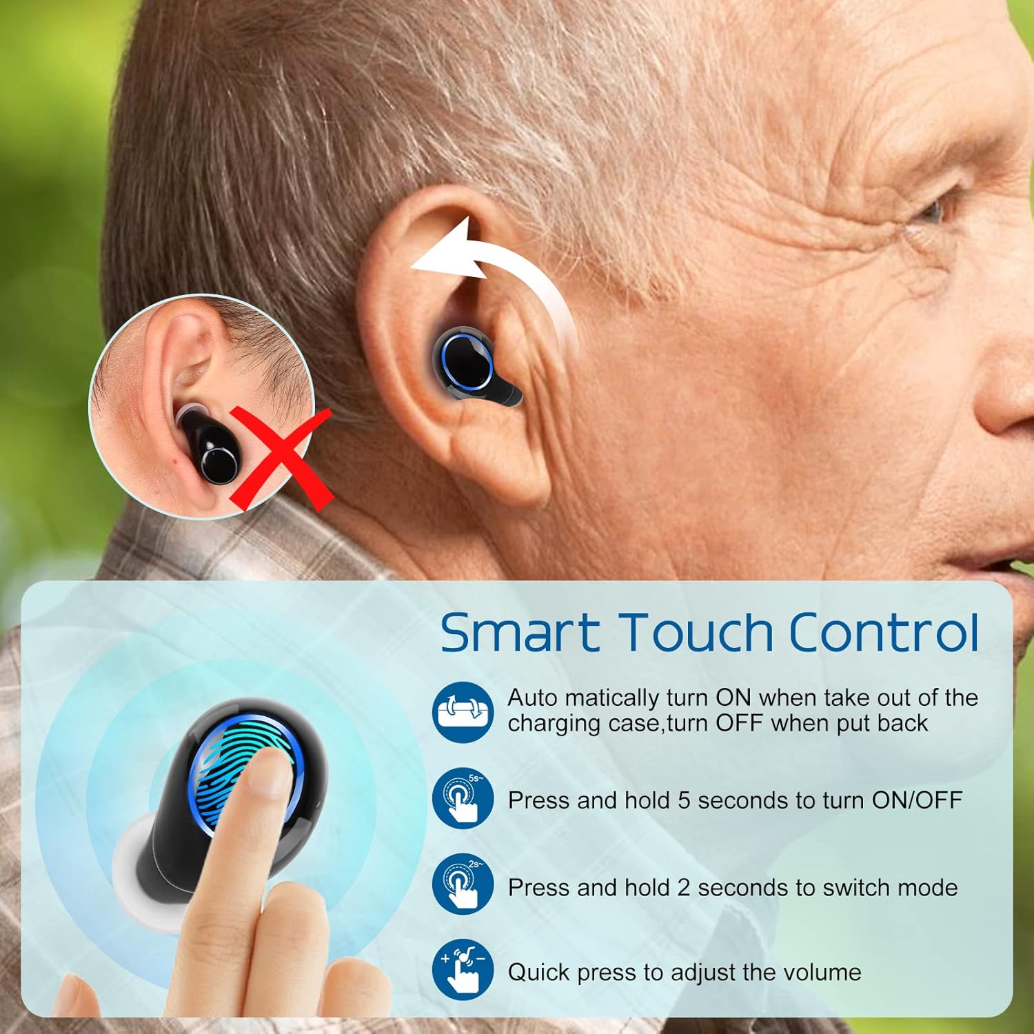 KIBVOE Rechargeable Hearing Aid, 8 Channel Digital (DSP) Hearing Amplifier, 3 Modes for Elderly and Adult Hearing Loss, Comfortable to Wear Black, Pair