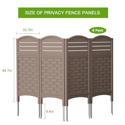 KINYING Air Conditioner Fence Privacy Screen,4 Panels Pool Equipment Trash Can Enclosure Screen for Outdoor,Resin Fence Panels Kit,45" (H) x 22" (W) Per Panel, Off White