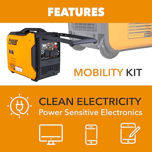 Pulsar 9500 Watt Tri Fuel Portable Inverter Generator, Remote Electric Start, CO Sensor, Parallel Capable, Super Quiet, Use for RV, Camping, Outdoor & Home, Gasoline, Propane, Natural Gas, NED95TiSRCO