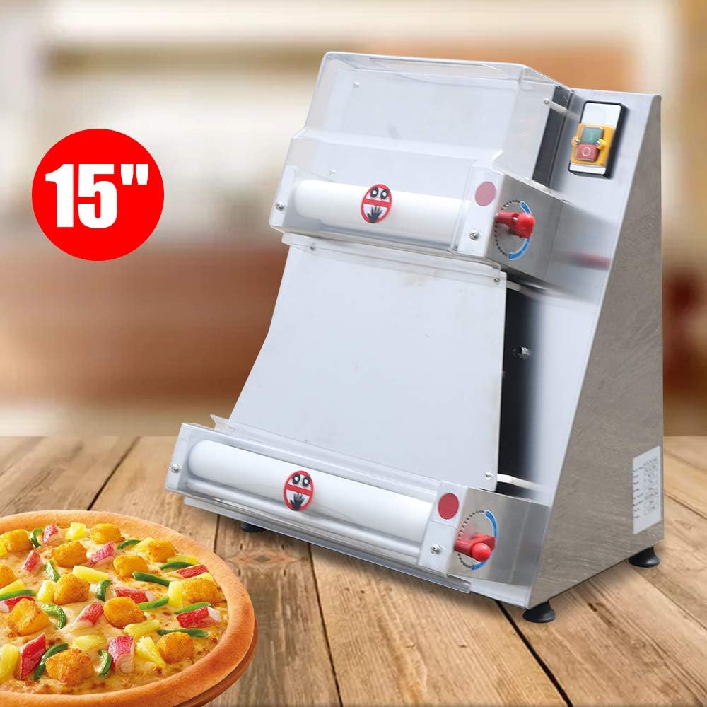 SAZDFY Pizza Dough Roller Sheeter Electric Pizza Dough Press Making MachineCommercial Dough Roller Sheeter for Noodle Pizza Bread and Pasta Maker 370W