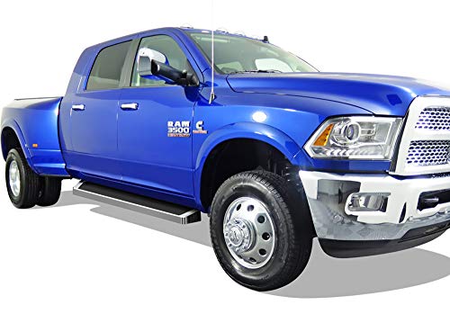 APS (304 Stainless Steel Polished 6in Wheel to Wheel Running Boards Side Bars Side Steps Compatible with Ram 2500 3500 2010-2024 Mega Cab 6.5ft Bed