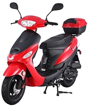 HHH Upgraded 49cc/50cc Gas Street Legal Scooter Moped for Youth and Adults with Matching Trunk - Sporty Black