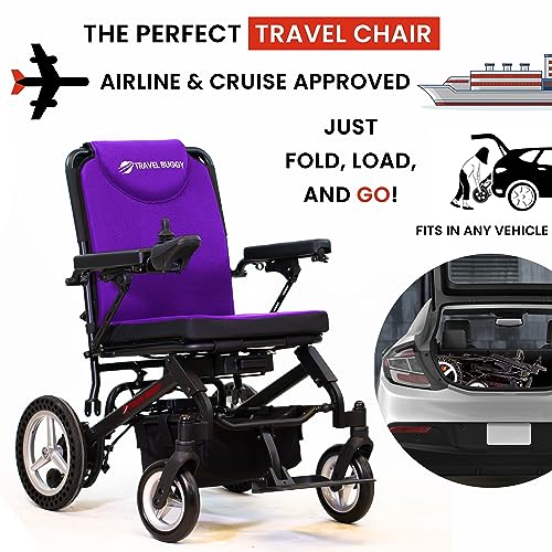 DASH by Travel Buggy - World's Lightest Folding Electric Wheelchair - Weighs just over 40 lbs - 9.5 mi Cruise Range - 19" Seating Width - Serviced from USA (Red)