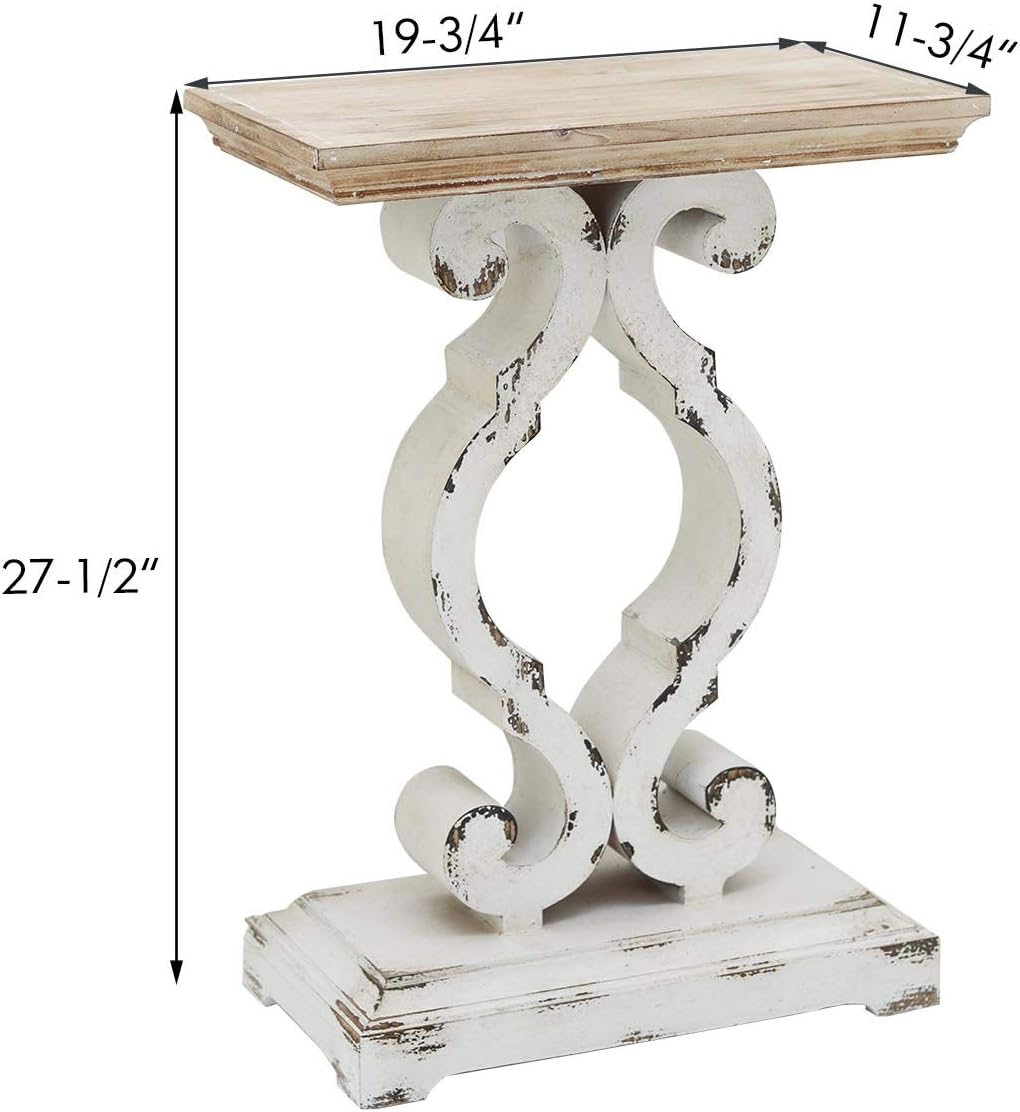 Rustic Wood Rectangle End Table, French Country Accent Side Table, Farmhouse Wood Accent Table for Bedroom Living Room, 19.75 x 11.75 x 27.5 Inches